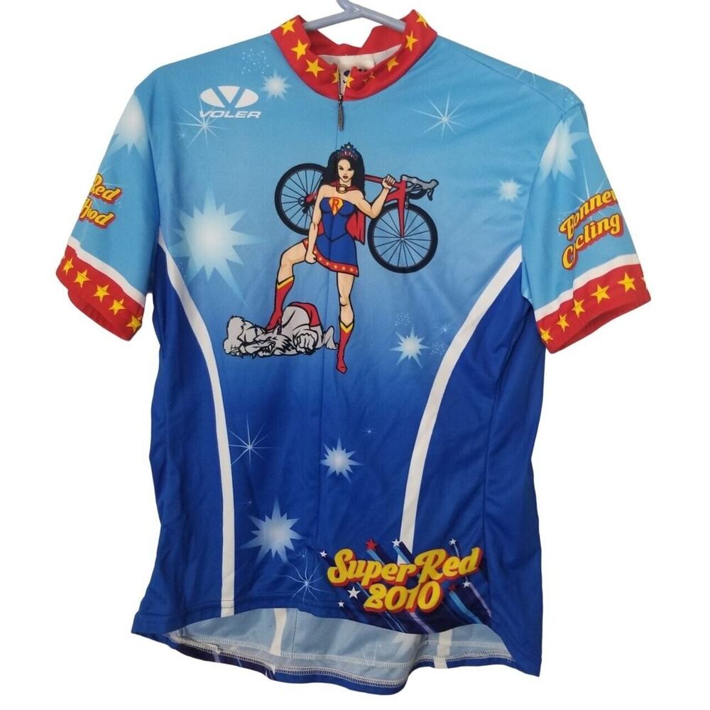 Voler Womens Bonneville Super Red Riding Hood 2010 Cycle Jersey Sz L Bike Shirt